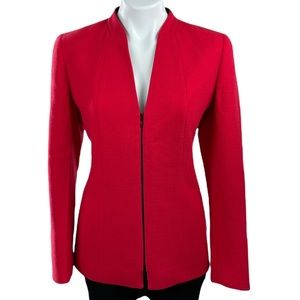 Lafayette 148 Red 2-Way Zip Virgin Wool Jacket Sz. 10